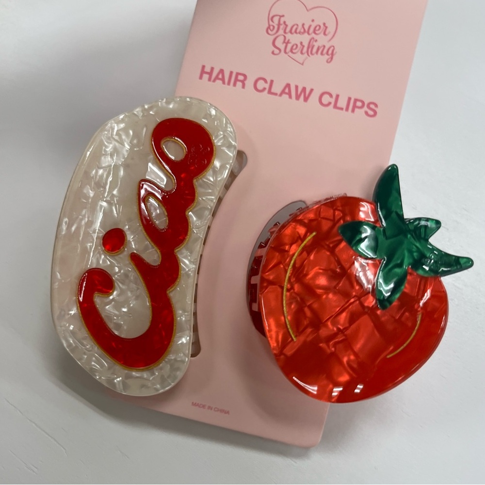 NWT ⚜️🍅⚜️ Frasier Sterling Ciao and Tomato Hair Claw Clips Set of 2 - Picture 10 of 14